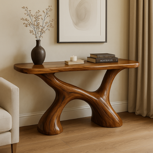Handcrafted Solid Wood Harmony Console Table – Modern Organic Design
