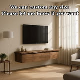 Handcrafted Solid Wood Floating TV Stand with Live Edge Walnut Top