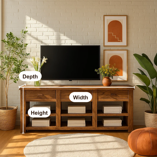 Handcrafted Solid Wood TV Stand with Drawers – Rustic Media Console for Modern Living Room