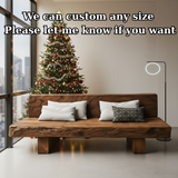 Handcrafted Solid Walnut Sofa – Rustic Live Edge Wood Couch with Minimalist Design for Holiday Decor