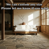 Handcrafted Solid Wood Sofa – Rustic Live Edge Wood Couch with Minimalist Linen Cushions