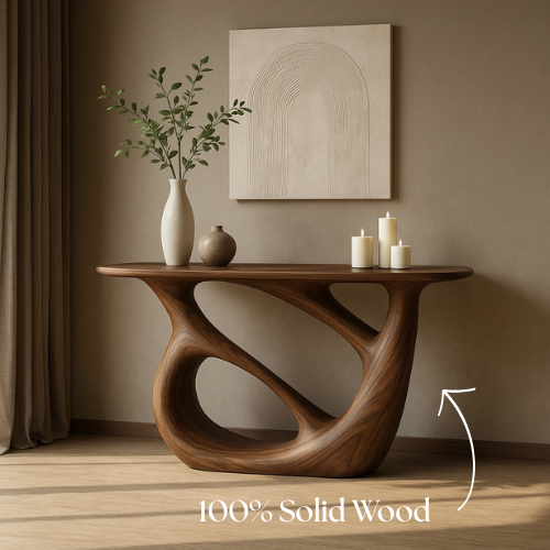 Handcrafted Solid Wood Continuum Console Table – Contemporary Organic Sculpture