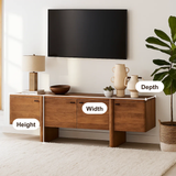 Handcrafted Solid Wood TV Stand – Modern Floating Media Console with Sculptural Base Design