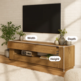 Handcrafted Solid Wood TV Stand – Modern Minimalist Media Console with Hidden Storage Shelf