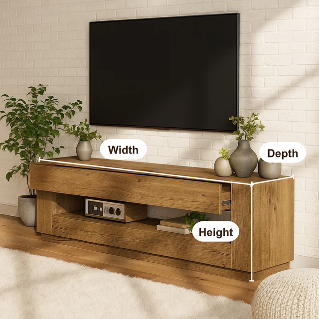 Handcrafted Solid Wood TV Stand – Modern Minimalist Media Console with Hidden Storage Shelf