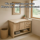 Handcrafted Solid Wood Bathroom Vanity with Live Edge Maple Top and Storage Shelves