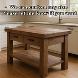 Handcrafted Solid Wood Kitchen Island - Rustic Live-Edge Counter & Storage