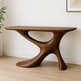 Handcrafted Solid Wood Wave Console Table – Contemporary Organic Form