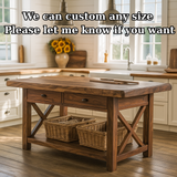 Handcrafted Solid Wood Kitchen Island - X-Base Design & Dark Finish