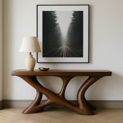 Handcrafted Solid Wood Horizon Console Table – Contemporary Organic Design