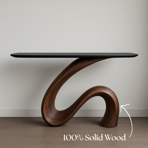 Handcrafted Solid Wood Waveform Console Table – Modern Sculptural Elegance