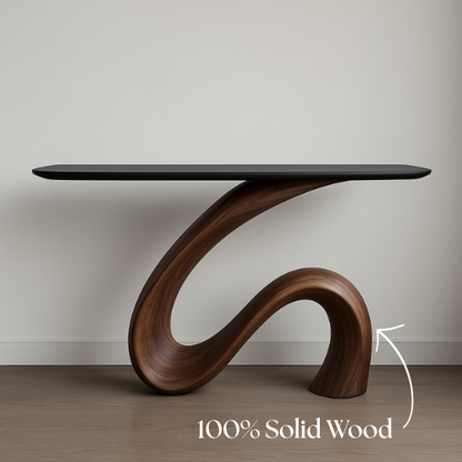 Handcrafted Solid Wood Waveform Console Table – Modern Sculptural Elegance