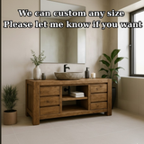 Handcrafted Solid Wood Bathroom Vanity - Wide Rustic Storage Cabinet with Drawers & Shelf
