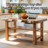 Handcrafted Solid Wood Kitchen Island - Natural Live-Edge Top & Open Shelving