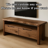 Handcrafted Solid Wood TV Stand with Live Edge Walnut Top and Dual Drawers