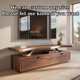 Handcrafted Solid Wood TV Stand with Sculpted Live-Edge Floating Shelf