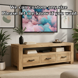 Handcrafted Solid Wood TV Stand - Chunky Rustic Media Console with 3 Drawers & Shelf