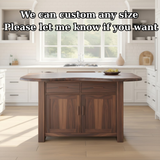 Handcrafted Solid Wood Kitchen Island with Live-Edge Curved Top and Spacious Storage