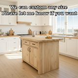 Handcrafted Solid Wood Kitchen Island with Dual Drawers and Spacious Cabinet Storage