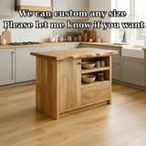 Handcrafted Solid Wood Kitchen Island with Live-Edge Top and Open Storage Shelves
