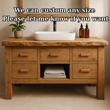 Handcrafted Solid Wood Bathroom Vanity - Live Edge Storage Cabinet with 6 Drawers & Shelf
