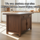 Handcrafted Solid Wood Kitchen Island with Dual Drawers and Spacious Cabinet Storage