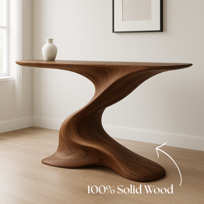 Handcrafted Solid Wood Twist Console Table – Sculptural Modern Design