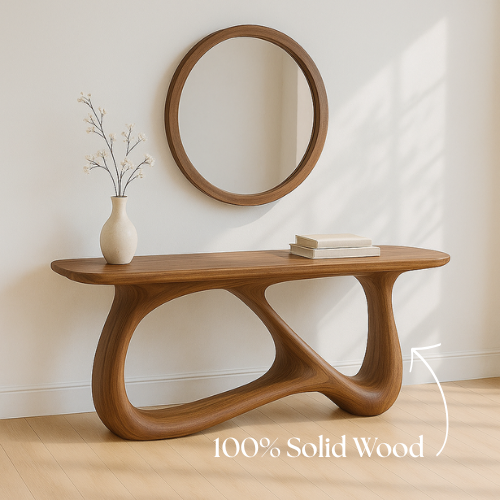 Handcrafted Solid Wood Solace Console Table – Contemporary Organic Design