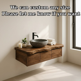Handcrafted Solid Wood Floating Vanity - Live Edge Wall-Mounted Cabinet