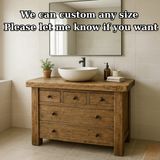 Handcrafted Solid Wood Single Bathroom Vanity - Rustic Storage Cabinet with Drawers