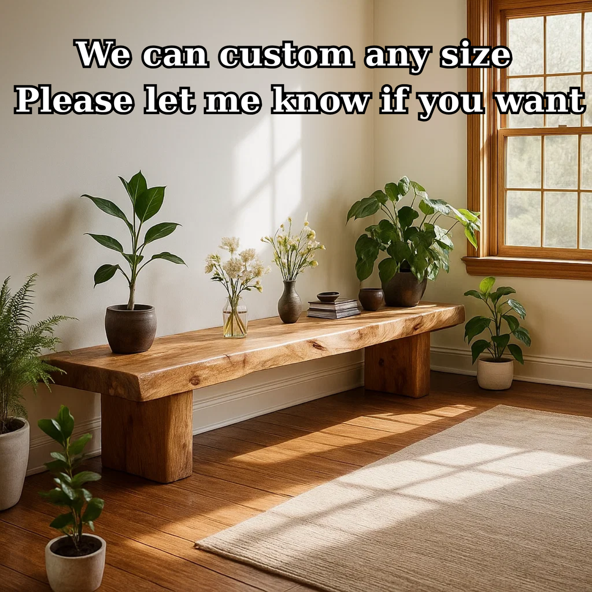 Handcrafted Solid Wood Bench – Rustic Live-Edge Slab Entryway Seating