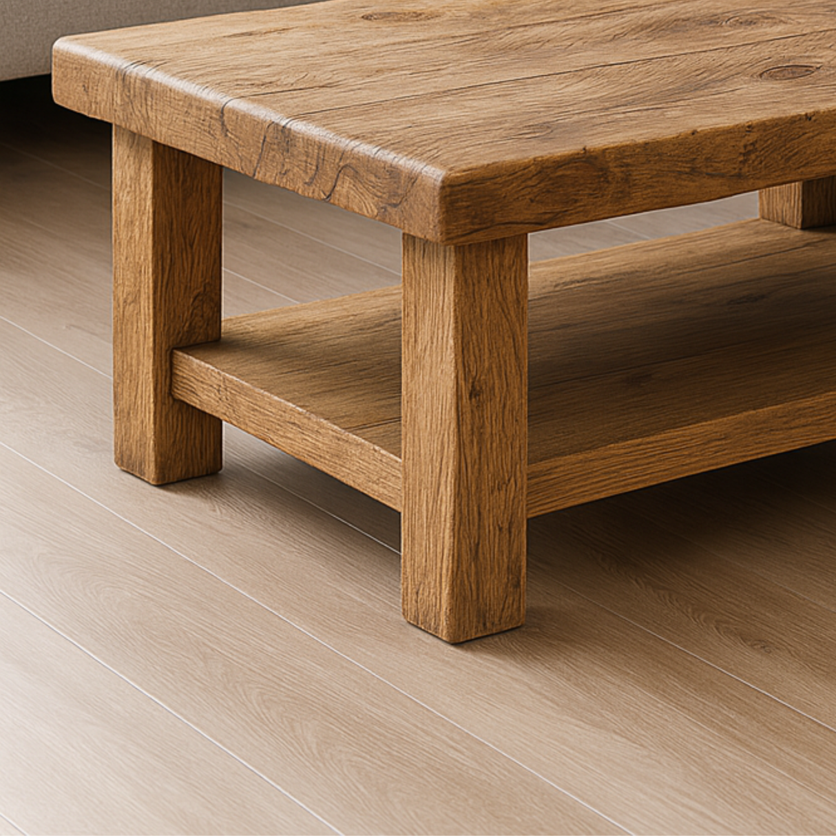 Handmade Solid Wood Living Room Table - Rustic Wood Coffee Table - Wood Coffee Table