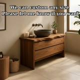 Handcrafted Solid Wood Bathroom Vanity with Live Edge Top - Rustic Modern Washstand