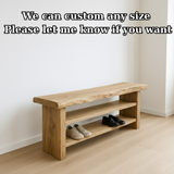 Handcrafted Solid Wood Entryway Bench with Shoe Storage – Natural Live-Edge Design