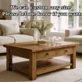 Handcrafted Solid Wood Coffee Table – Natural Slab Top with Two-Drawer Design