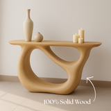 Handcrafted Solid Wood Organic Console Table – Light Oak Flow Design