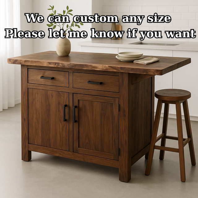 Handcrafted Solid Wood Kitchen Island - Storage Cabinets & Drawers
