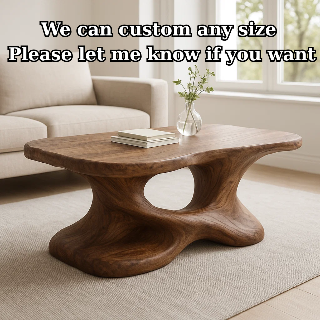 Handcrafted Solid Wood Coffee Table – Sculptural Organic Design for Living Room