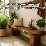 Handcrafted Solid Wood Bench – Rustic Live-Edge Slab Entryway Seating