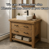 Handcrafted Solid Wood Bathroom Vanity with Rustic Oak Finish
