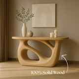 Handcrafted Solid Wood Sculptural Console Table – Light Oak Organic Form