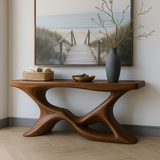 Handcrafted Solid Wood Shoreline Console Table – Modern Organic Sculpture