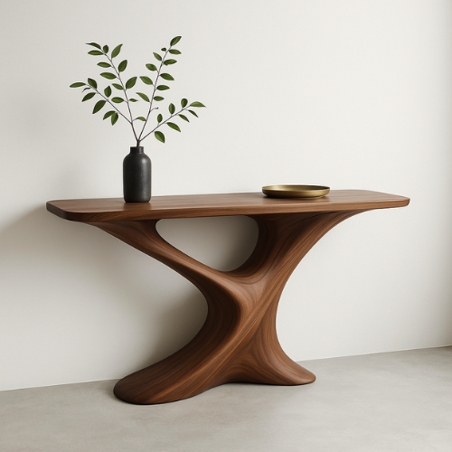 Handcrafted Solid Wood Twist Console Table – Modern Sculptural Design