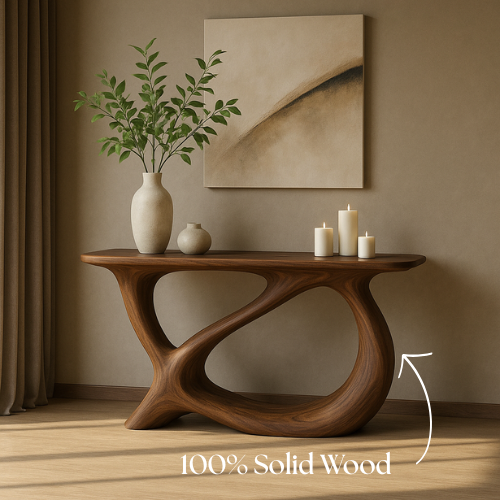 Handcrafted Solid Wood Harmony Console Table – Modern Organic Form