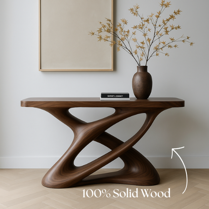 Handcrafted Solid Wood Nexus Console Table – Contemporary Organic Design