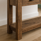 Rustic Solid Wood Console Table with Black Iron Handles, Handcrafted