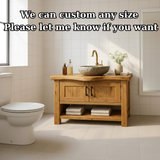 Handcrafted Solid Wood Bathroom Vanity - Rustic Live Edge Cabinet & Open Shelf