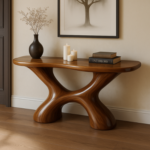 Handcrafted Solid Wood Fusion Console Table – Organic Modern Aesthetic