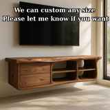 Handcrafted Solid Wood Floating TV Stand with Live Edge - Rustic Modern Media Console