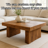 Handcrafted Solid Wood Coffee Table – Rustic Block Base Design for Living Room